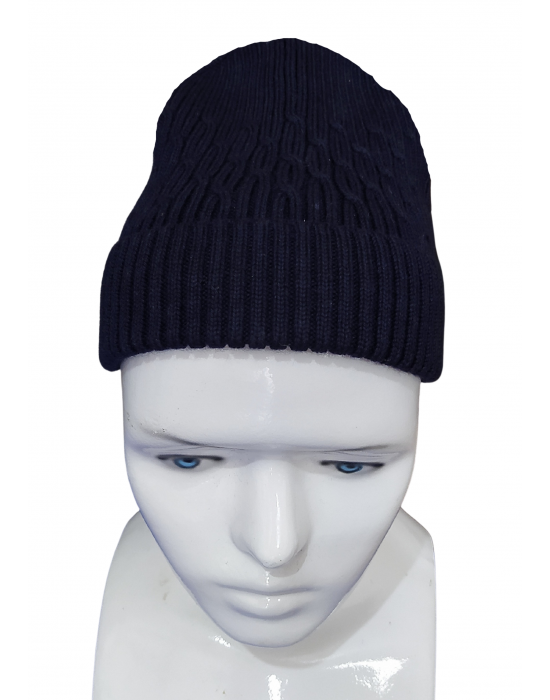 Pure Wool Cap Self Design navy